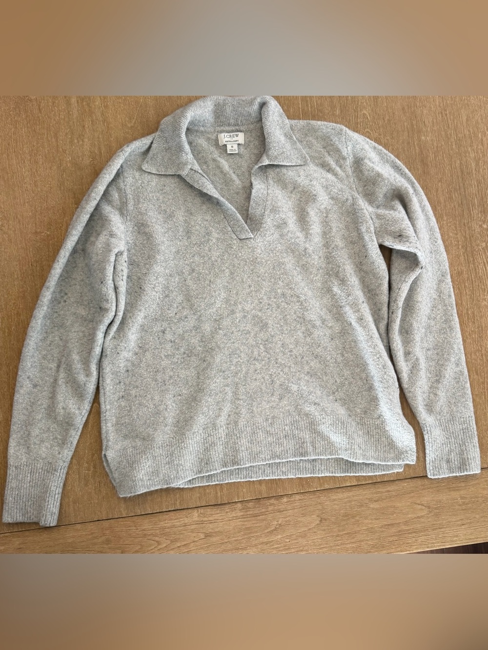 J.Crew Extra-Soft Gray Collared V-Neck Sweater Size Small